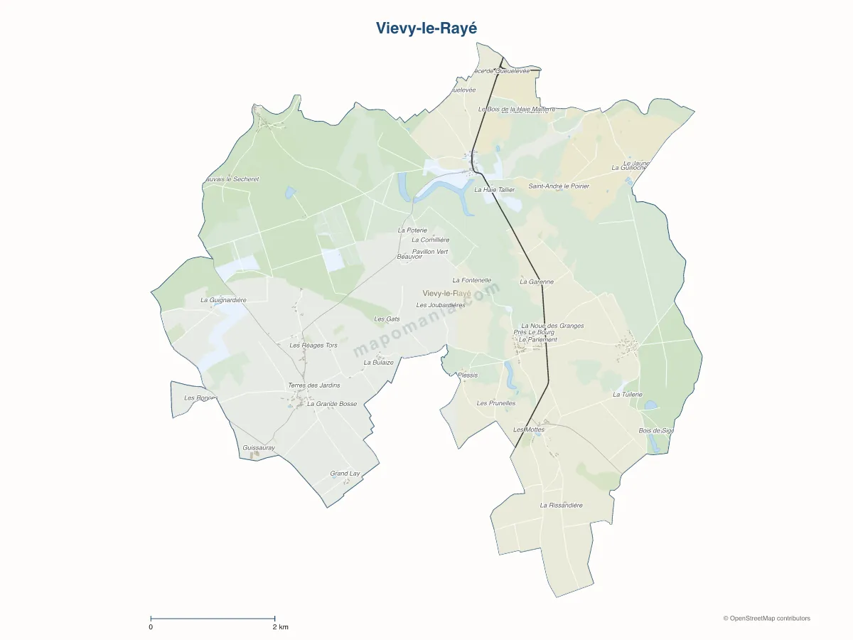 Carte de Vievy-le-Rayé à personnaliser