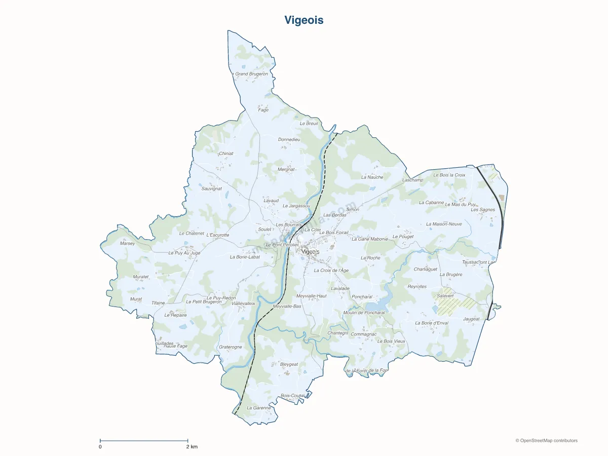 Carte de Vigeois à personnaliser