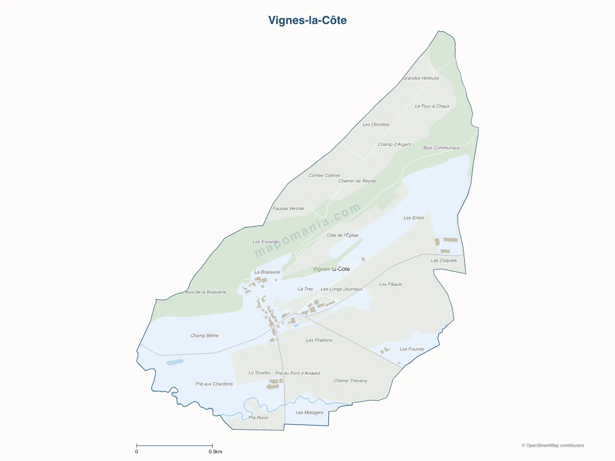 Carte de Vignes-la-Côte à personnaliser
