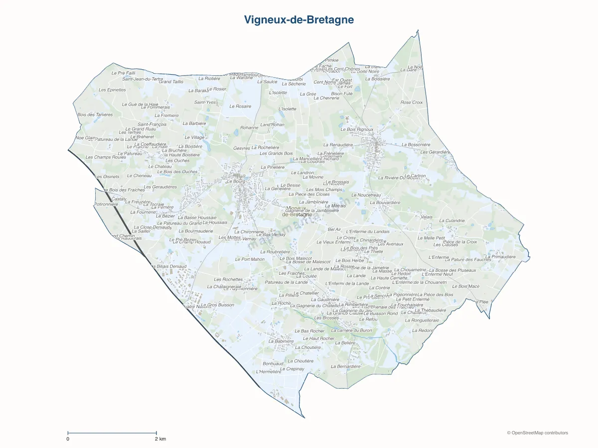 Carte de Vigneux-de-Bretagne à personnaliser