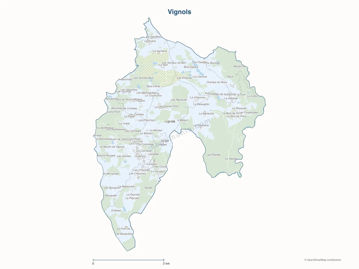 Carte de Vignols à personnaliser