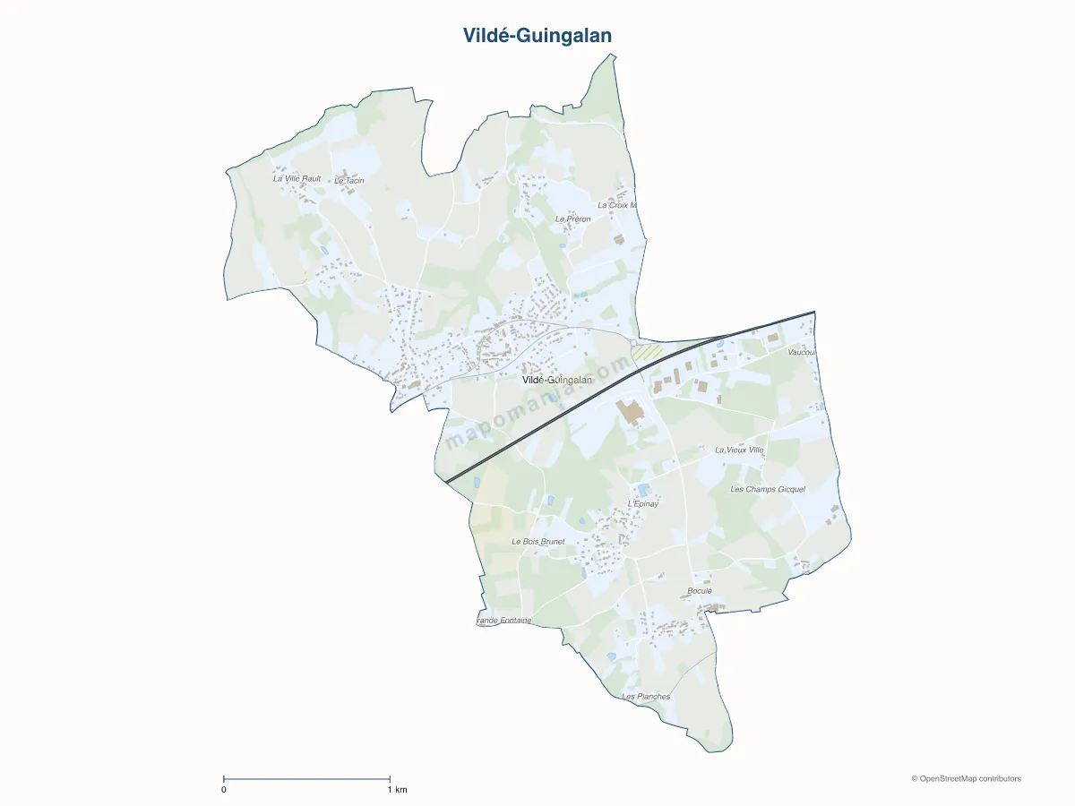 Carte de Vildé-Guingalan à personnaliser