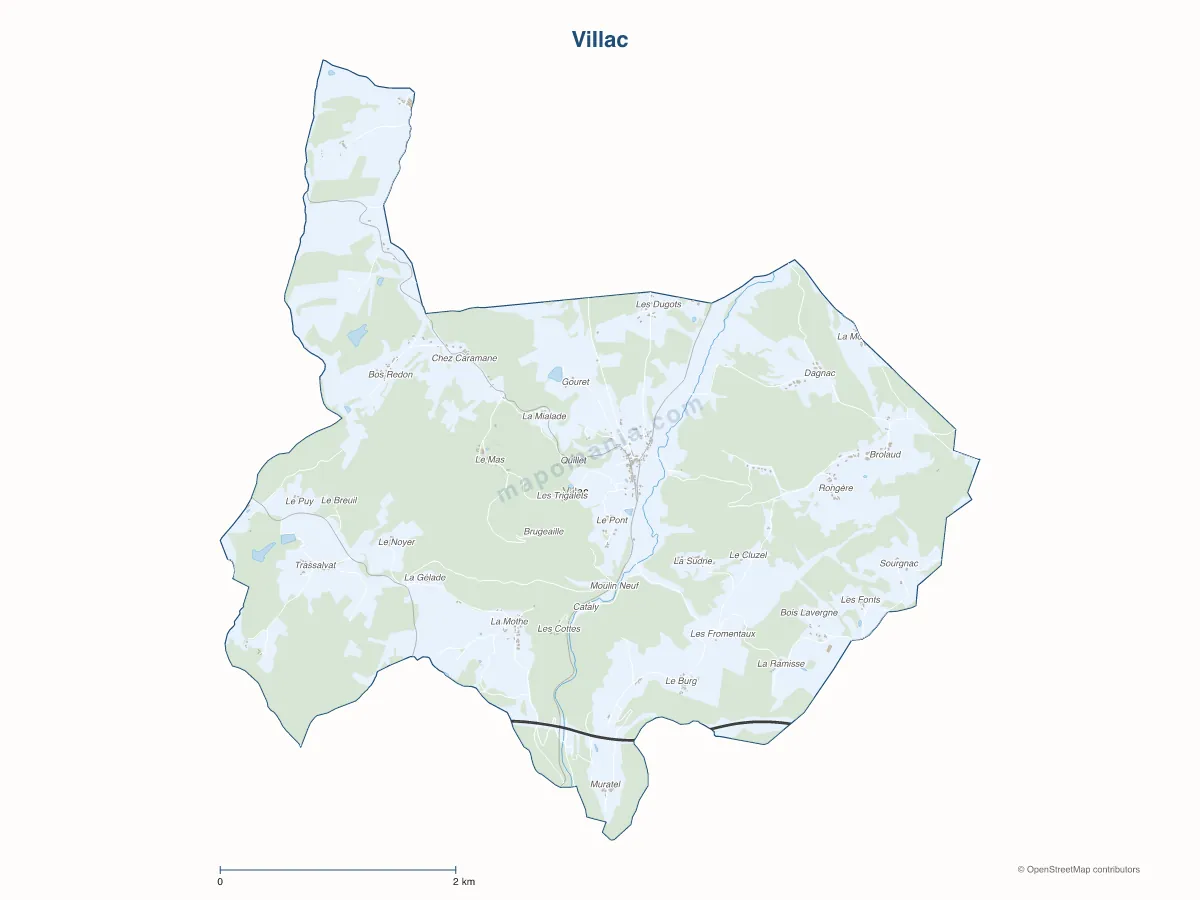 Carte de Villac à personnaliser
