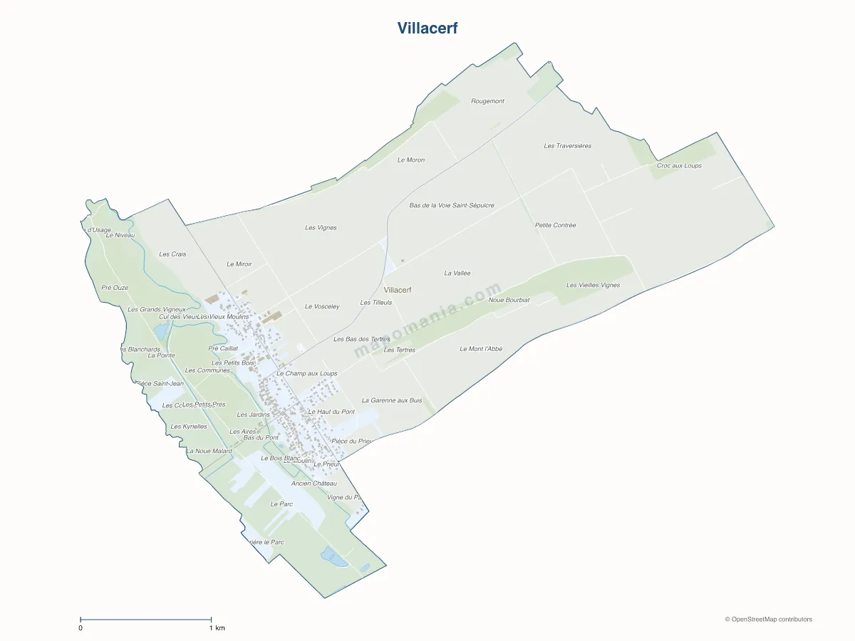 Carte de Villacerf à personnaliser