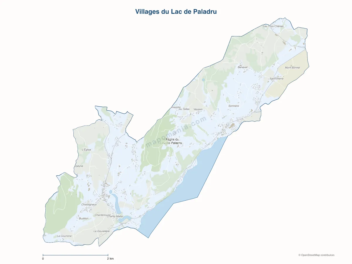 Carte de Villages du Lac de Paladru à personnaliser