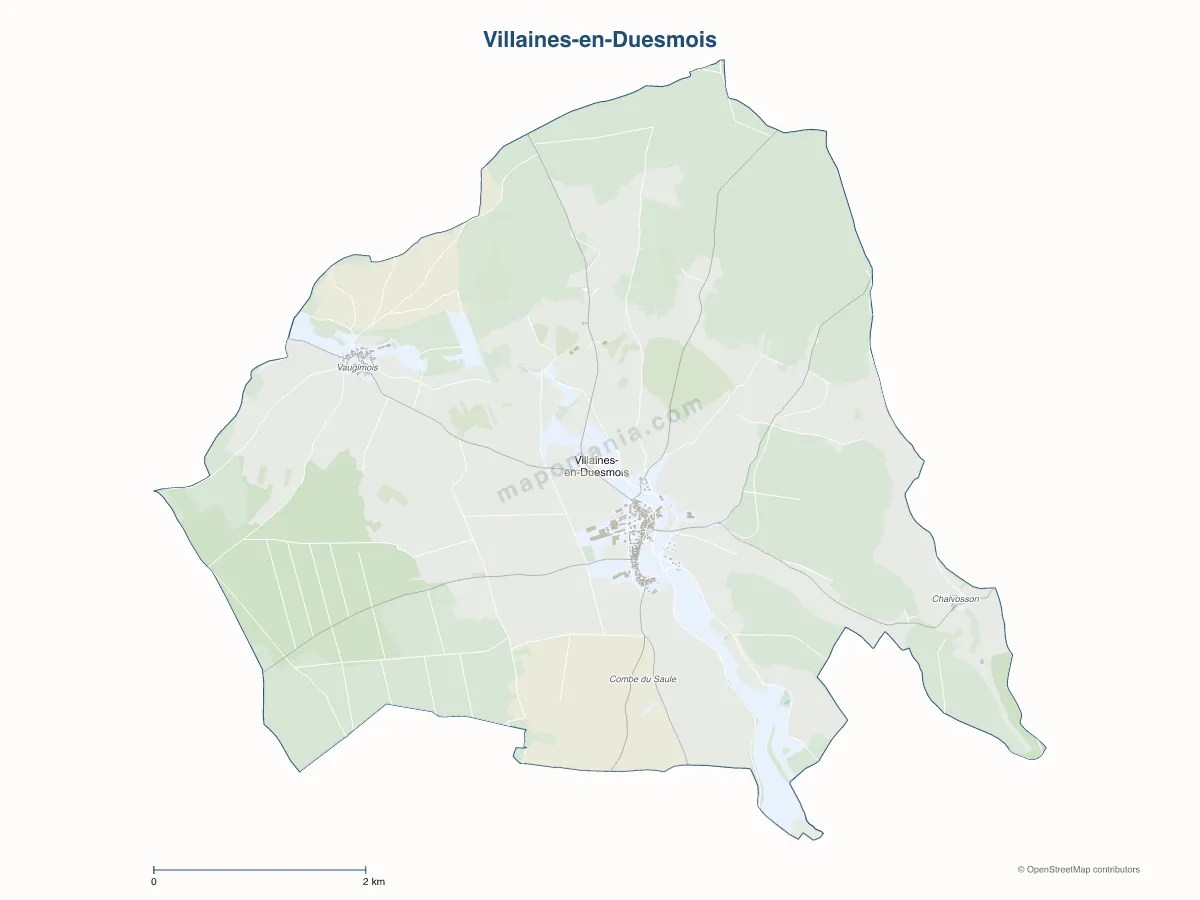 Carte de Villaines-en-Duesmois à personnaliser