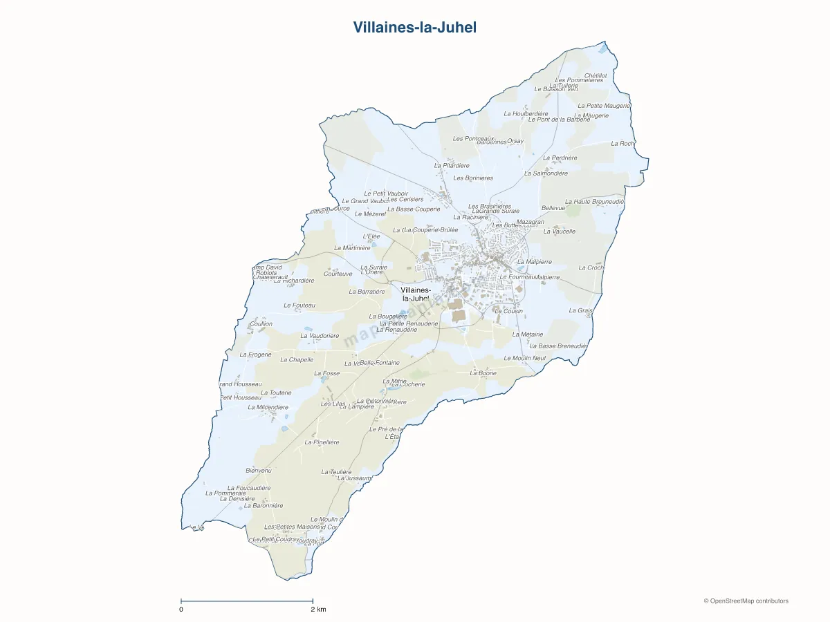 Carte de Villaines-la-Juhel à personnaliser