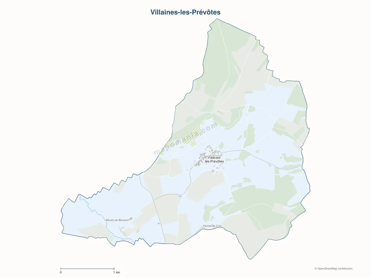 Carte de Villaines-les-Prévôtes à personnaliser