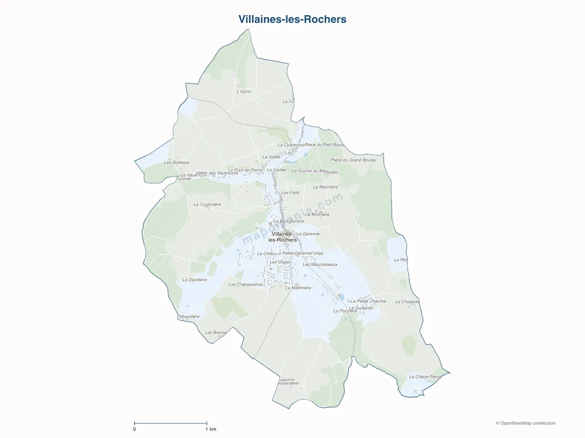 Carte de Villaines-les-Rochers à personnaliser