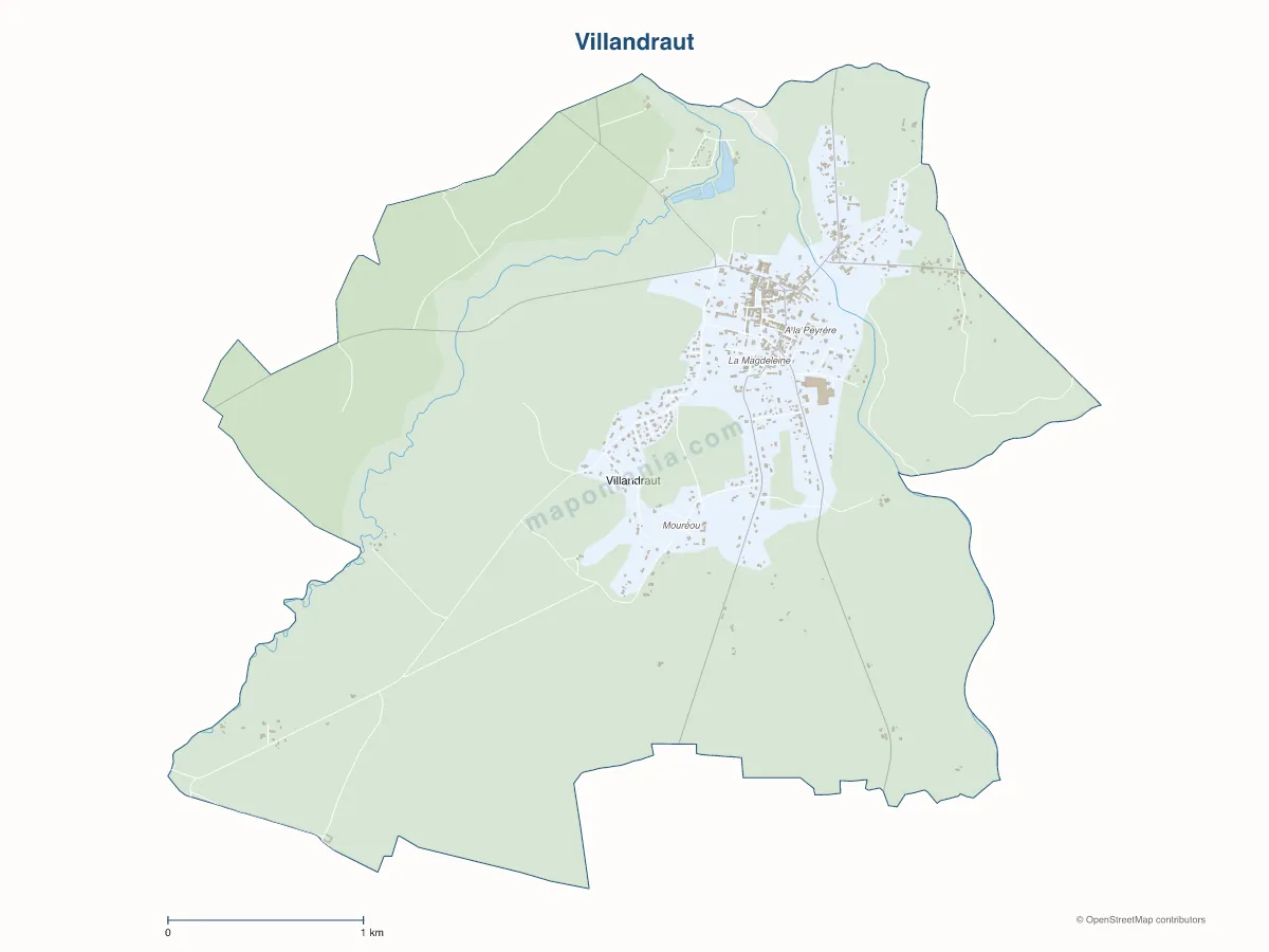 Carte de Villandraut à personnaliser