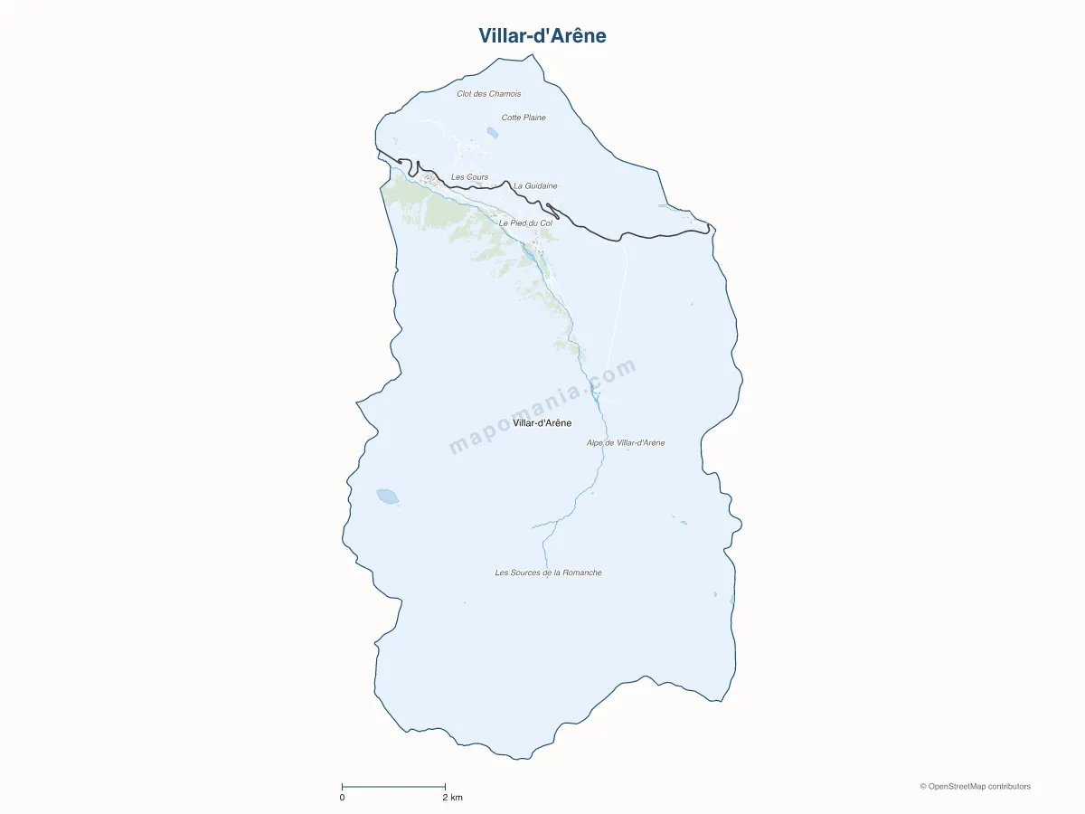 Carte de Villar-d'Arêne à personnaliser
