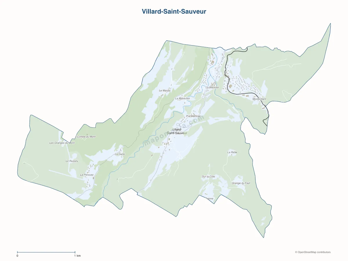 Carte de Villard-Saint-Sauveur à personnaliser