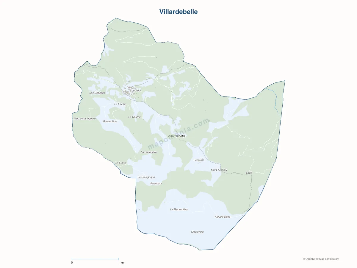 Carte de Villardebelle à personnaliser