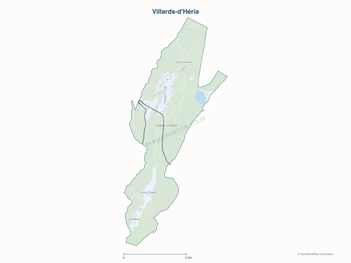 Carte de Villards-d'Héria à personnaliser