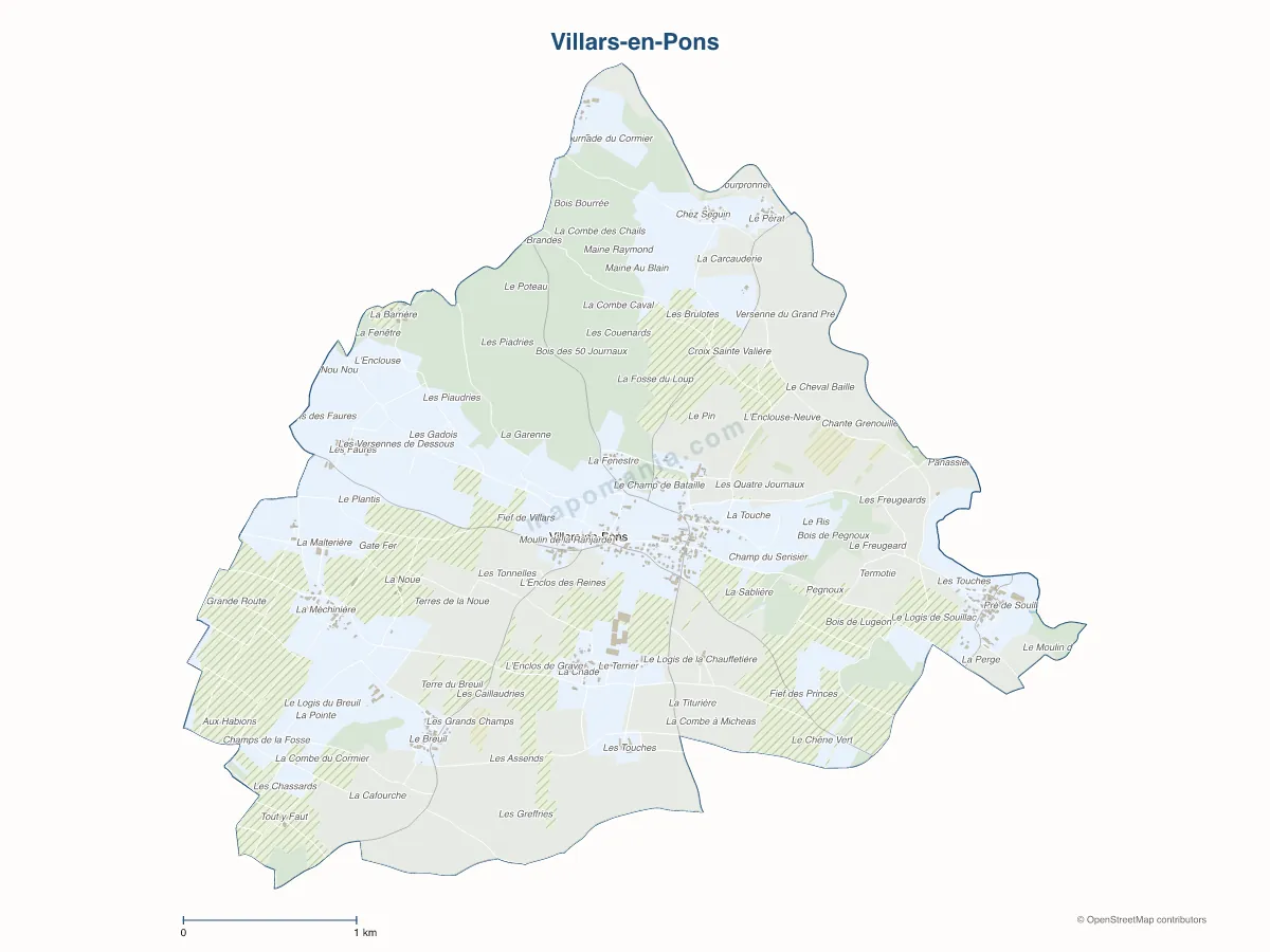 Carte de Villars-en-Pons à personnaliser