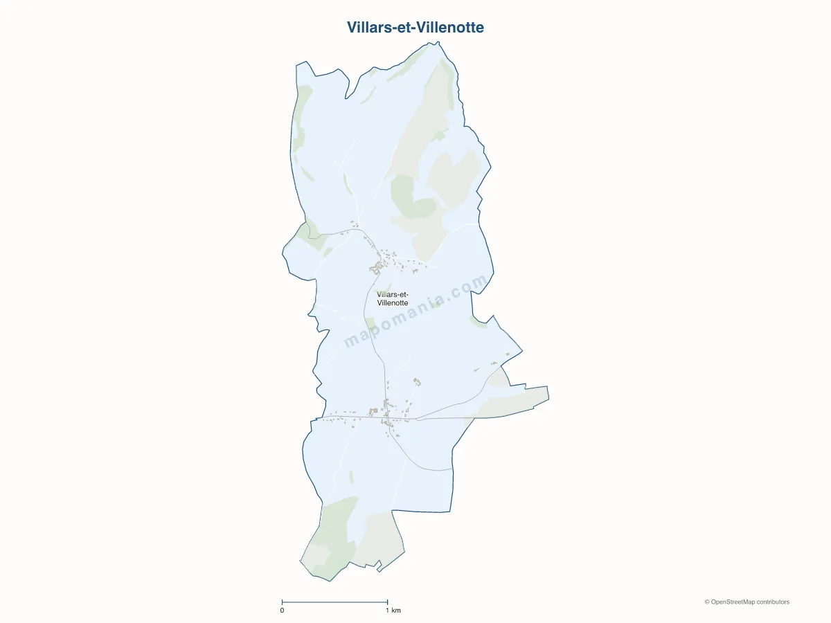 Carte de Villars-et-Villenotte à personnaliser