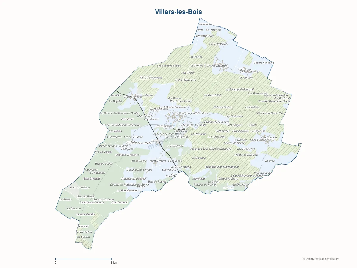 Carte de Villars-les-Bois à personnaliser