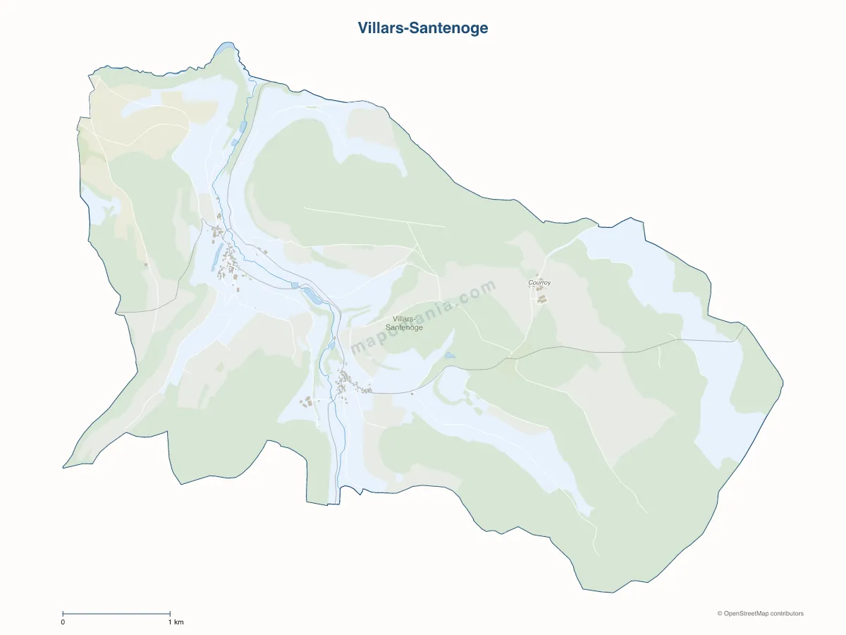 Carte de Villars-Santenoge à personnaliser