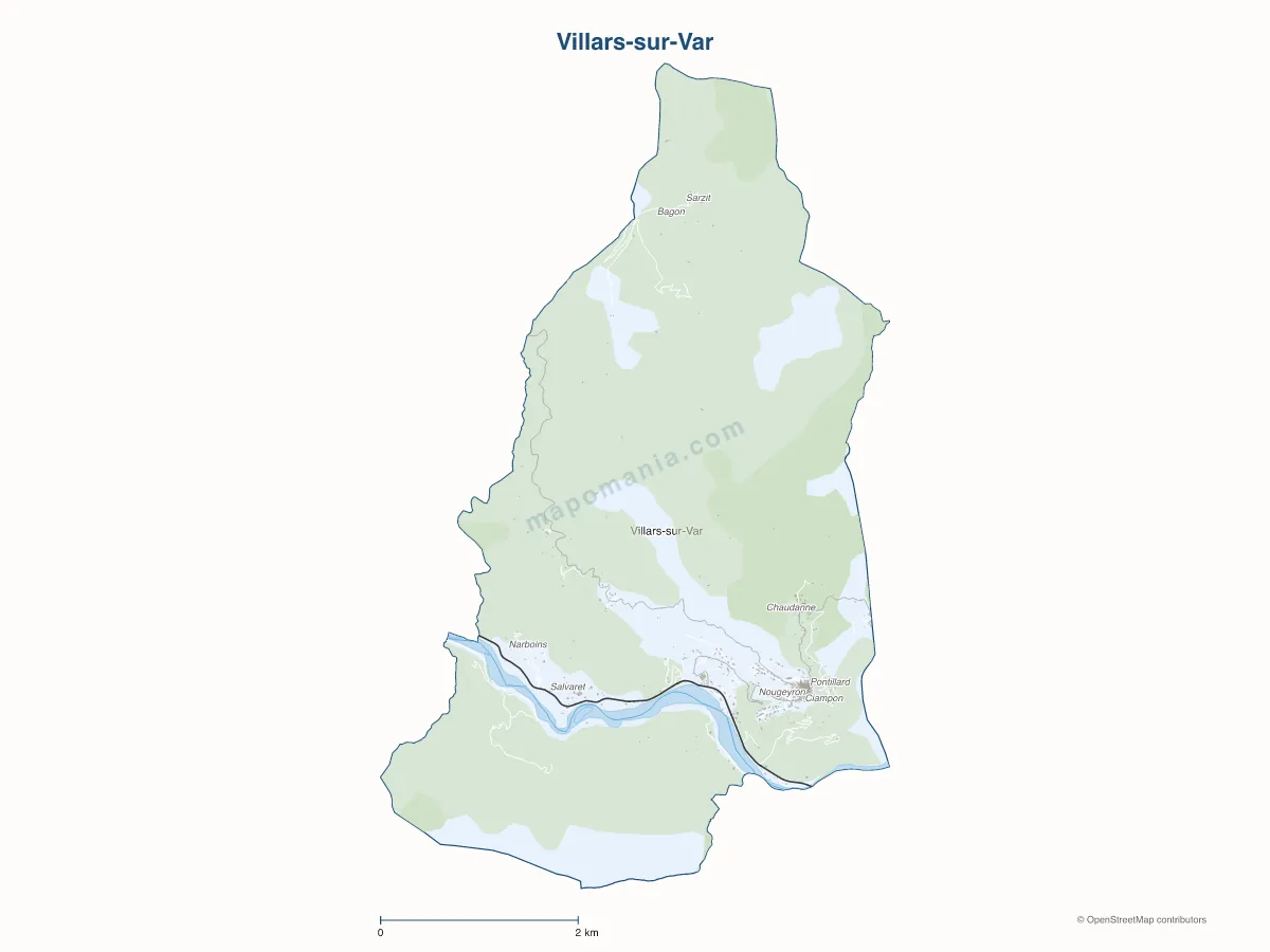 Carte de Villars-sur-Var à personnaliser