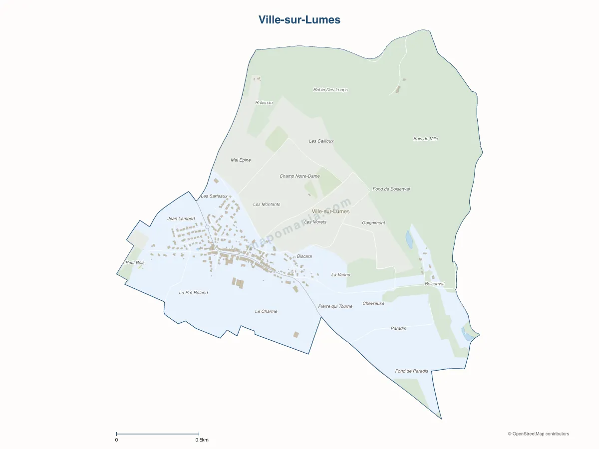 Carte de Ville-sur-Lumes à personnaliser