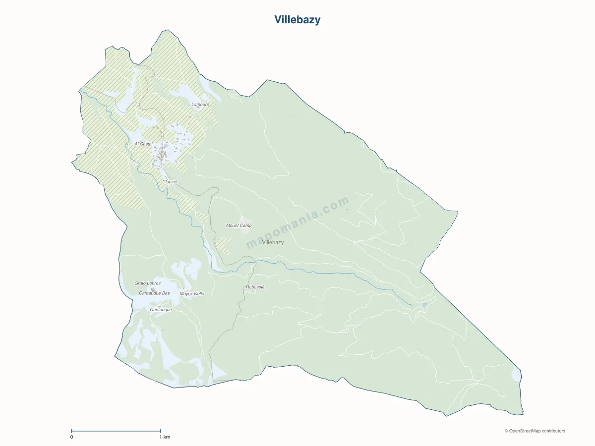 Carte de Villebazy à personnaliser