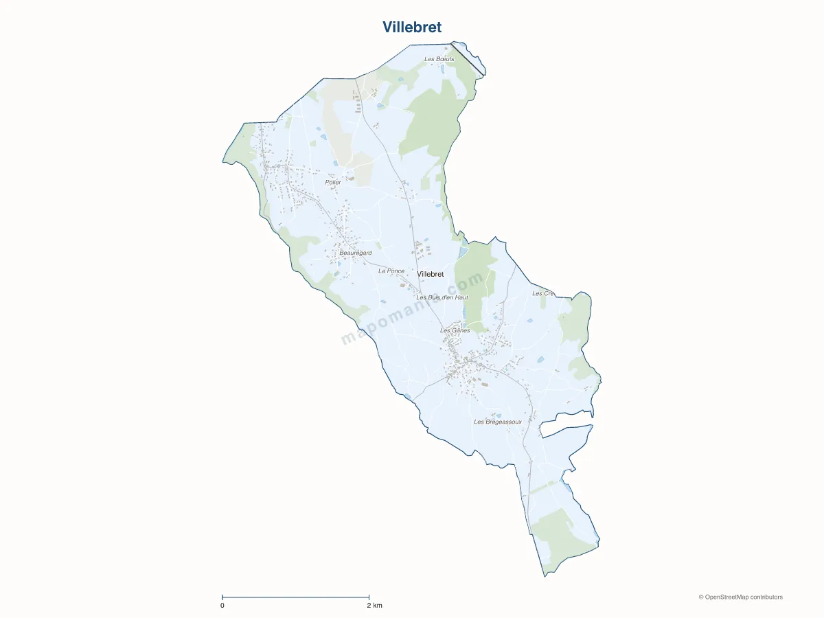Carte de Villebret à personnaliser