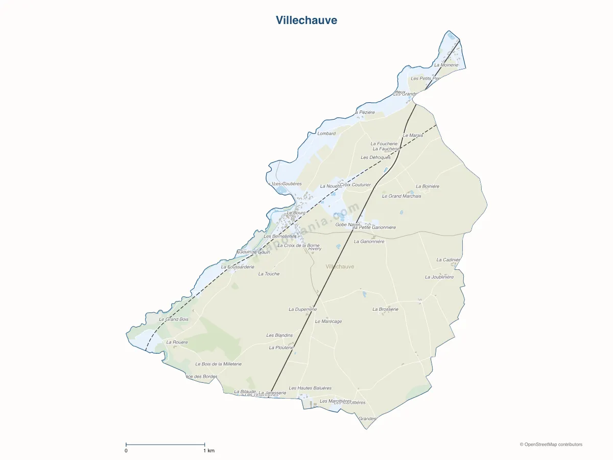 Carte de Villechauve à personnaliser