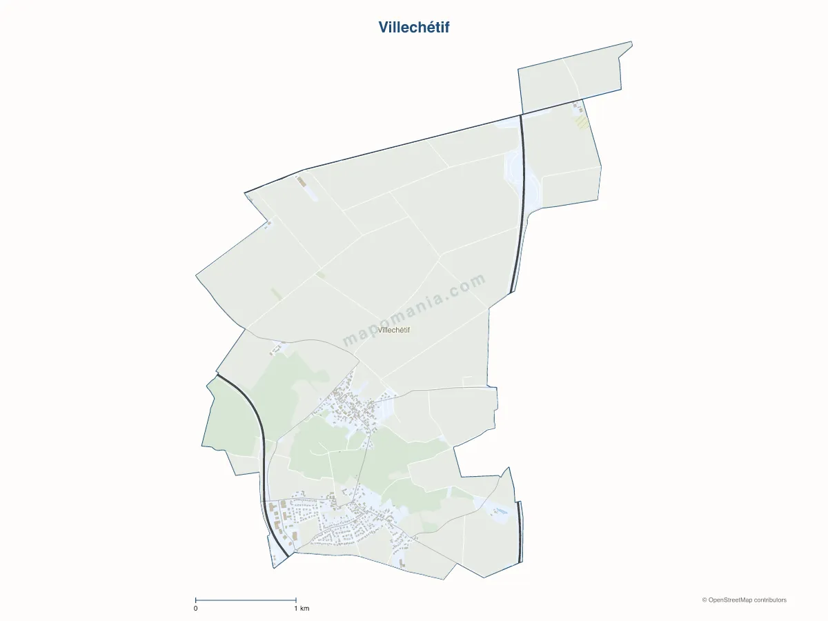Carte de Villechétif à personnaliser