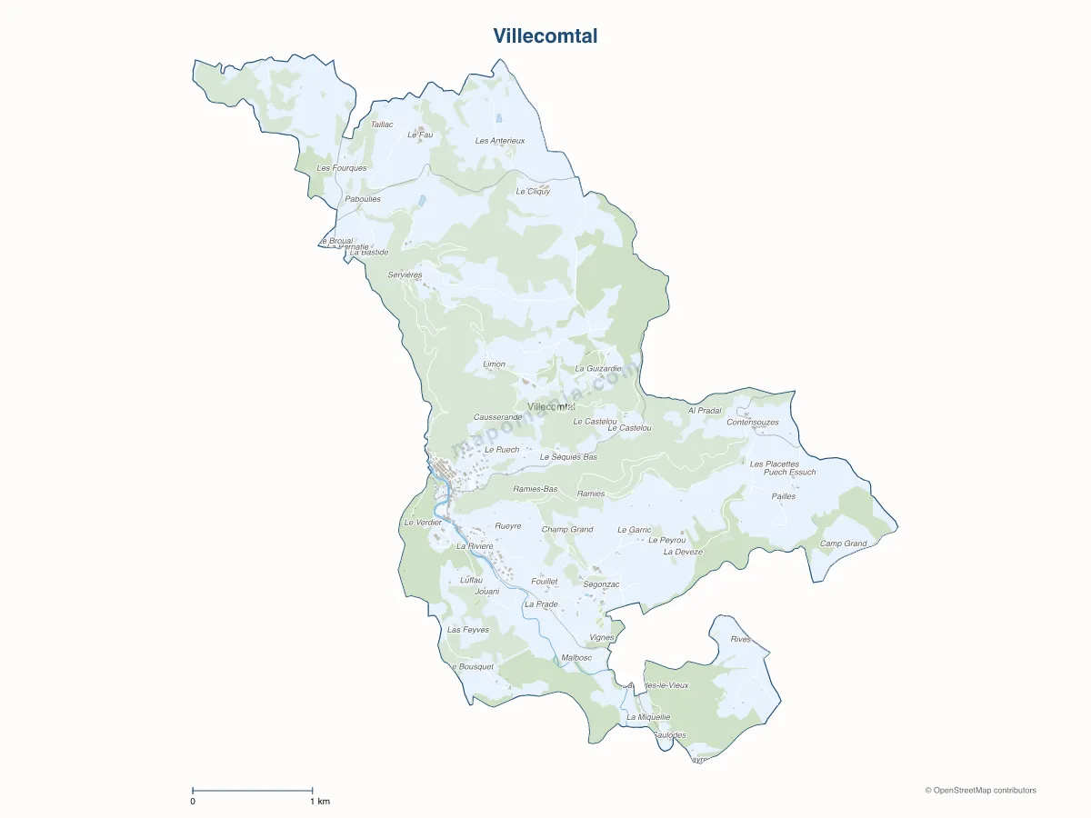 Carte de Villecomtal à personnaliser