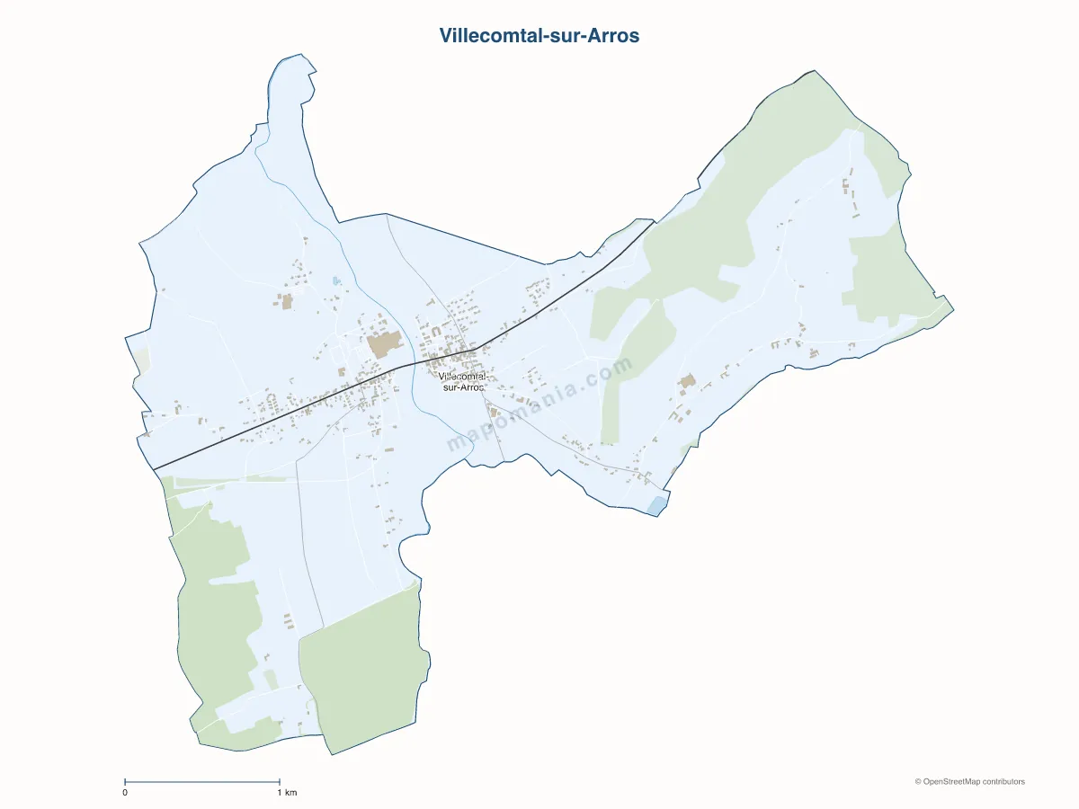 Carte de Villecomtal-sur-Arros à personnaliser