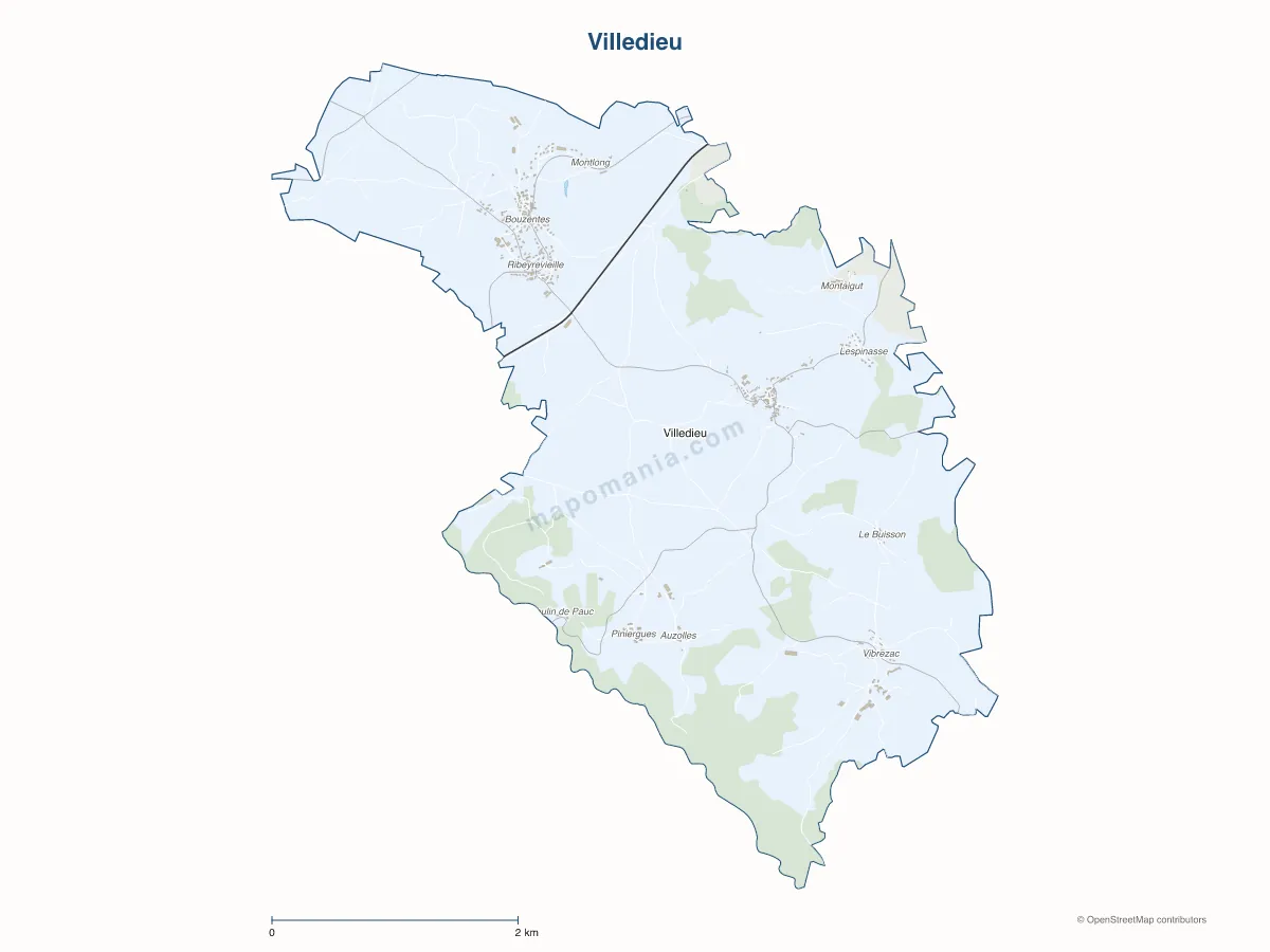 Carte de Villedieu à personnaliser
