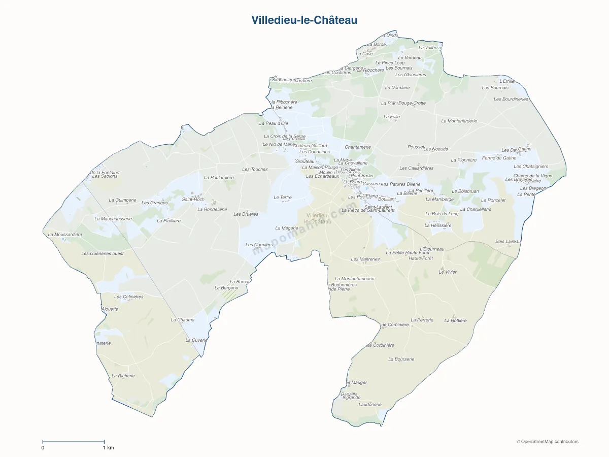 Carte de Villedieu-le-Château à personnaliser