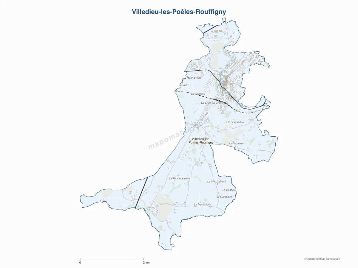 Carte de Villedieu-les-Poêles-Rouffigny à personnaliser