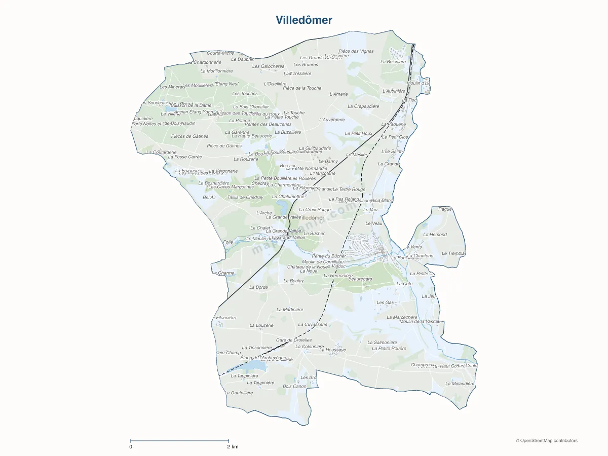Carte de Villedômer à personnaliser