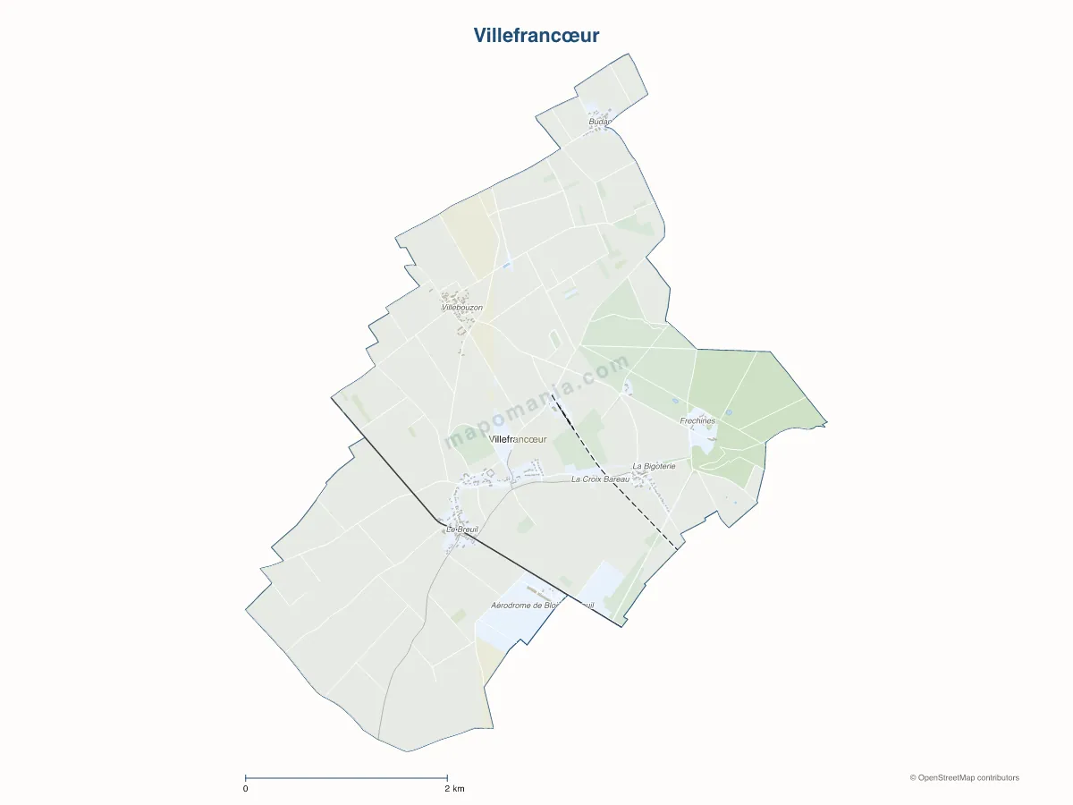 Carte de Villefrancœur à personnaliser
