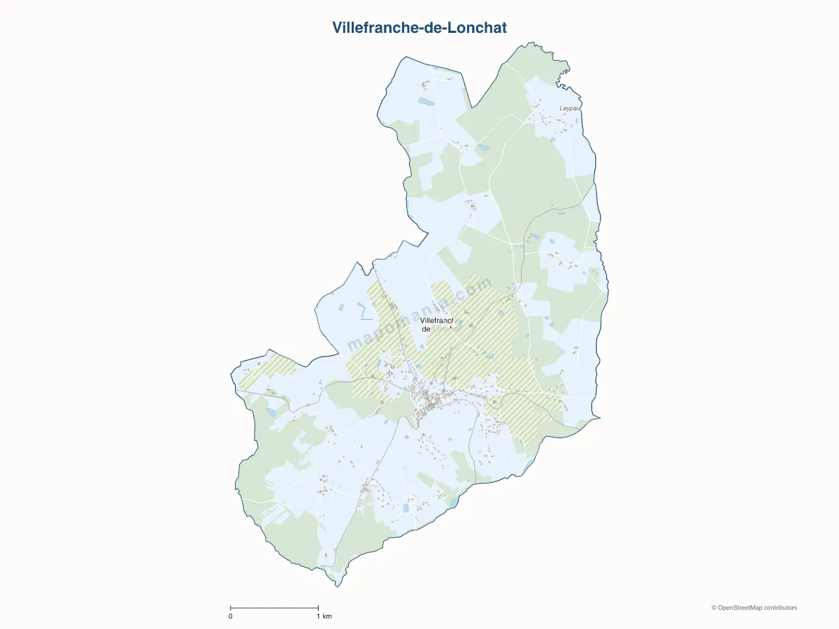Carte de Villefranche-de-Lonchat à personnaliser