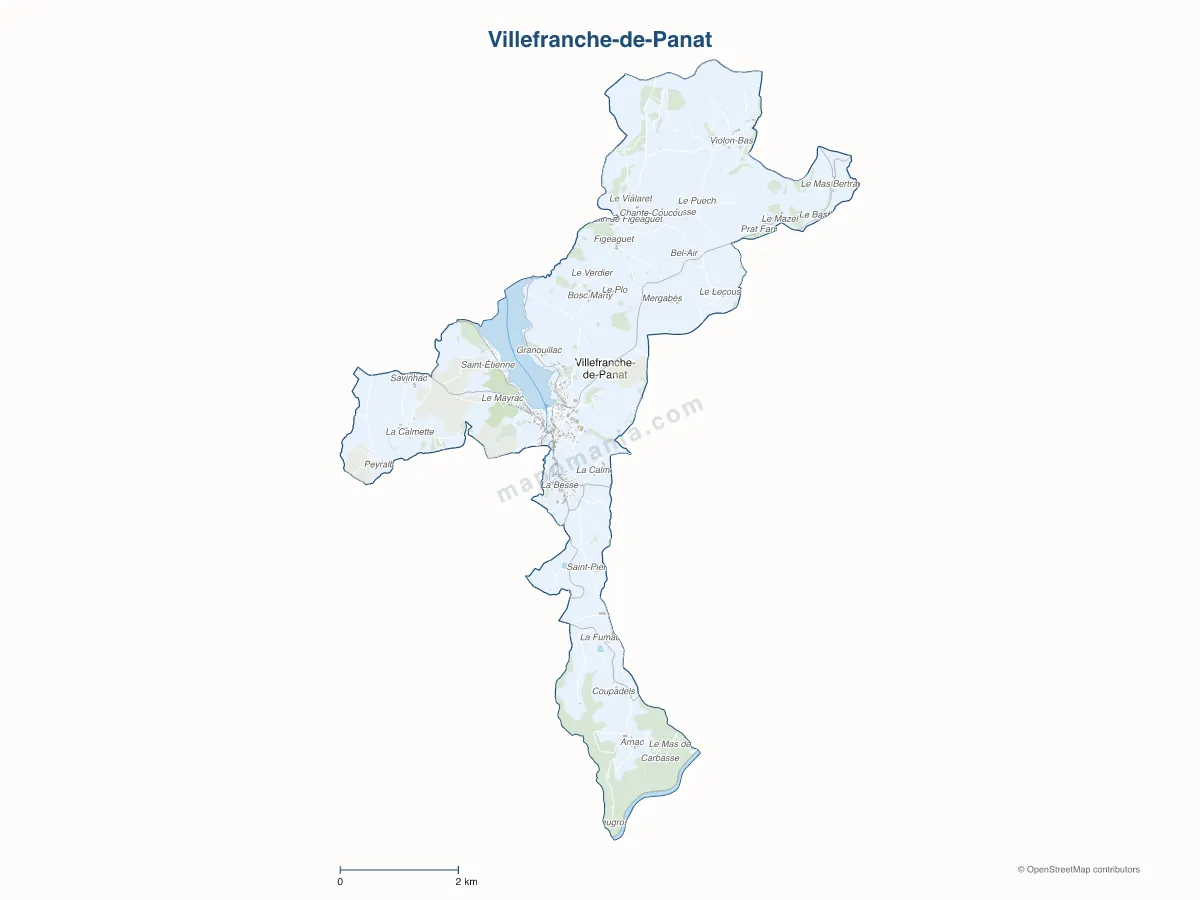 Carte de Villefranche-de-Panat à personnaliser