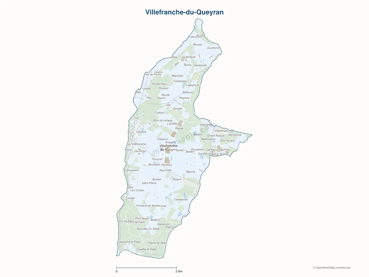 Carte de Villefranche-du-Queyran à personnaliser