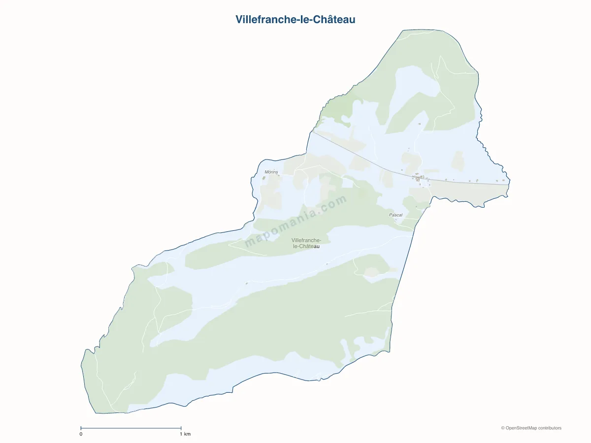 Carte de Villefranche-le-Château à personnaliser