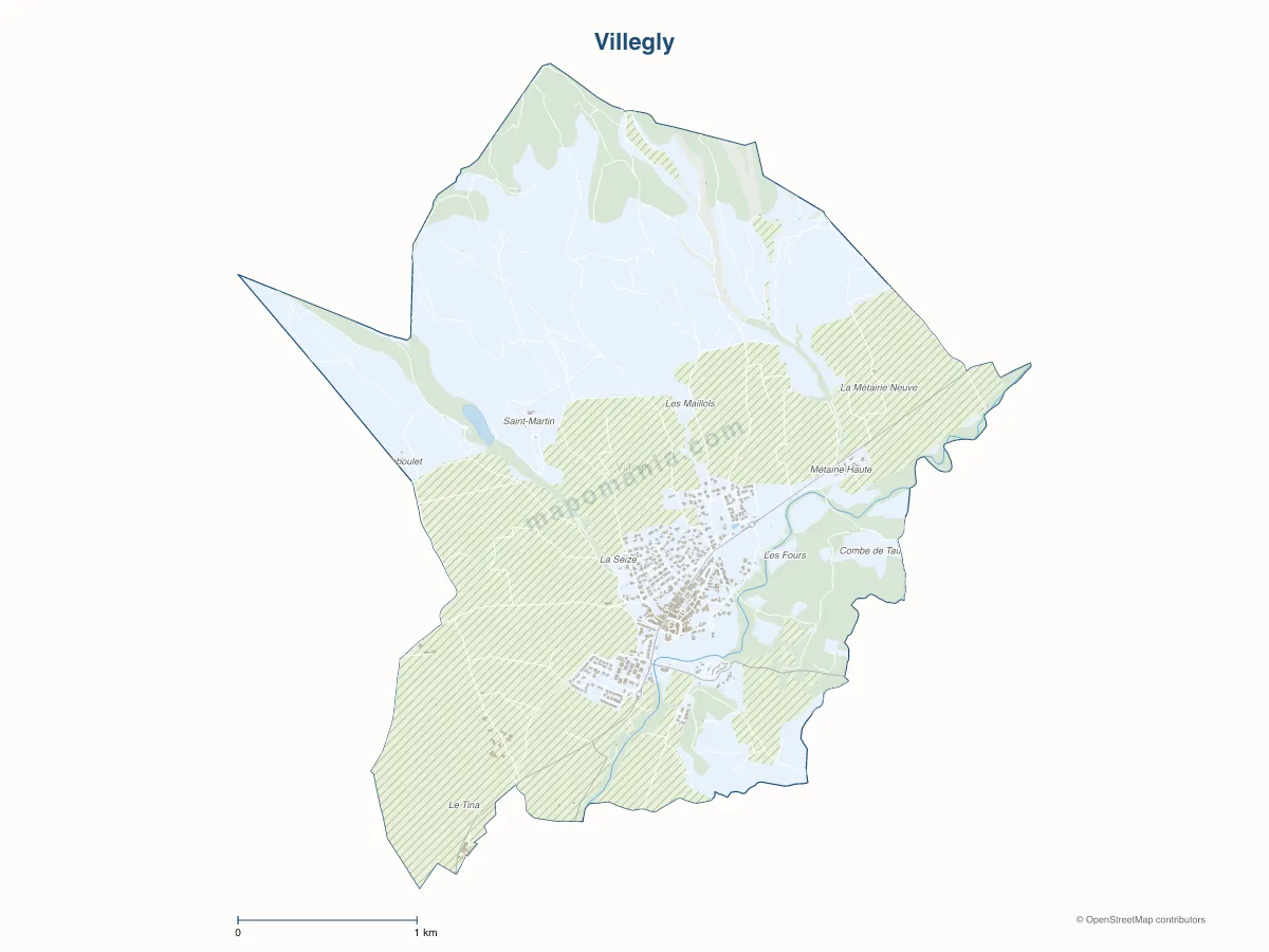 Carte de Villegly à personnaliser