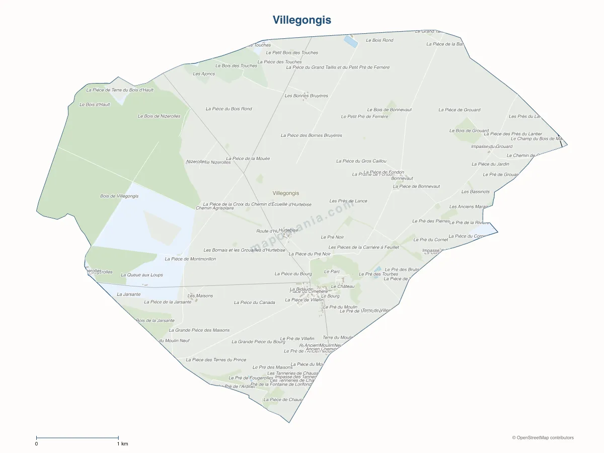 Carte de Villegongis à personnaliser