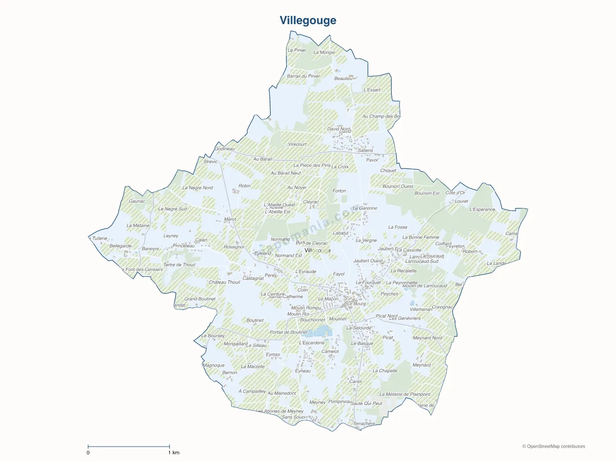 Carte de Villegouge à personnaliser