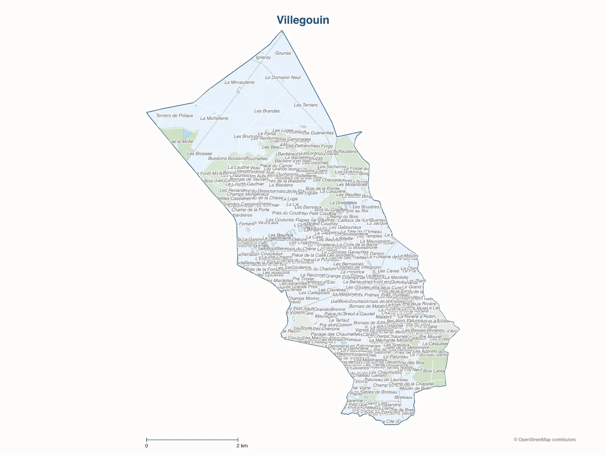 Carte de Villegouin à personnaliser