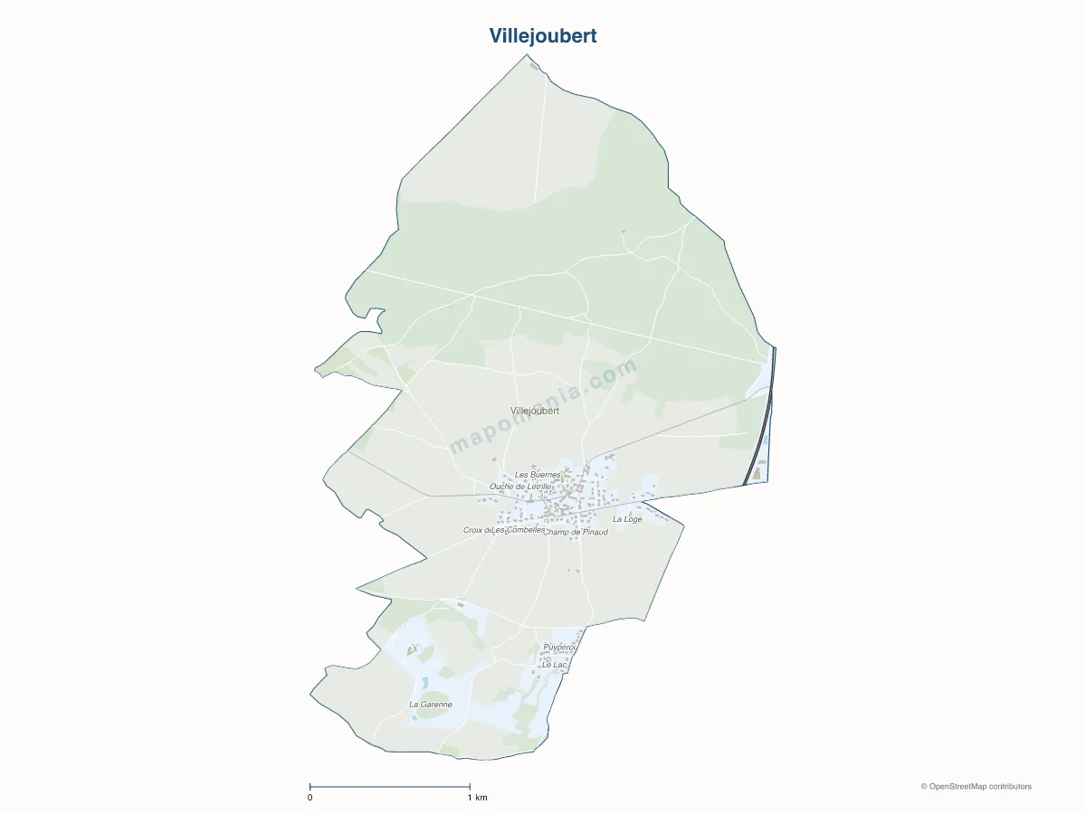 Carte de Villejoubert à personnaliser