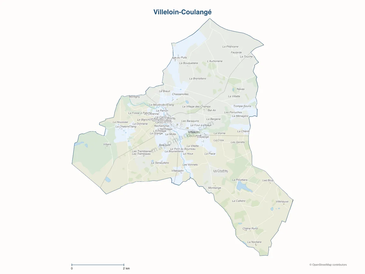 Carte de Villeloin-Coulangé à personnaliser