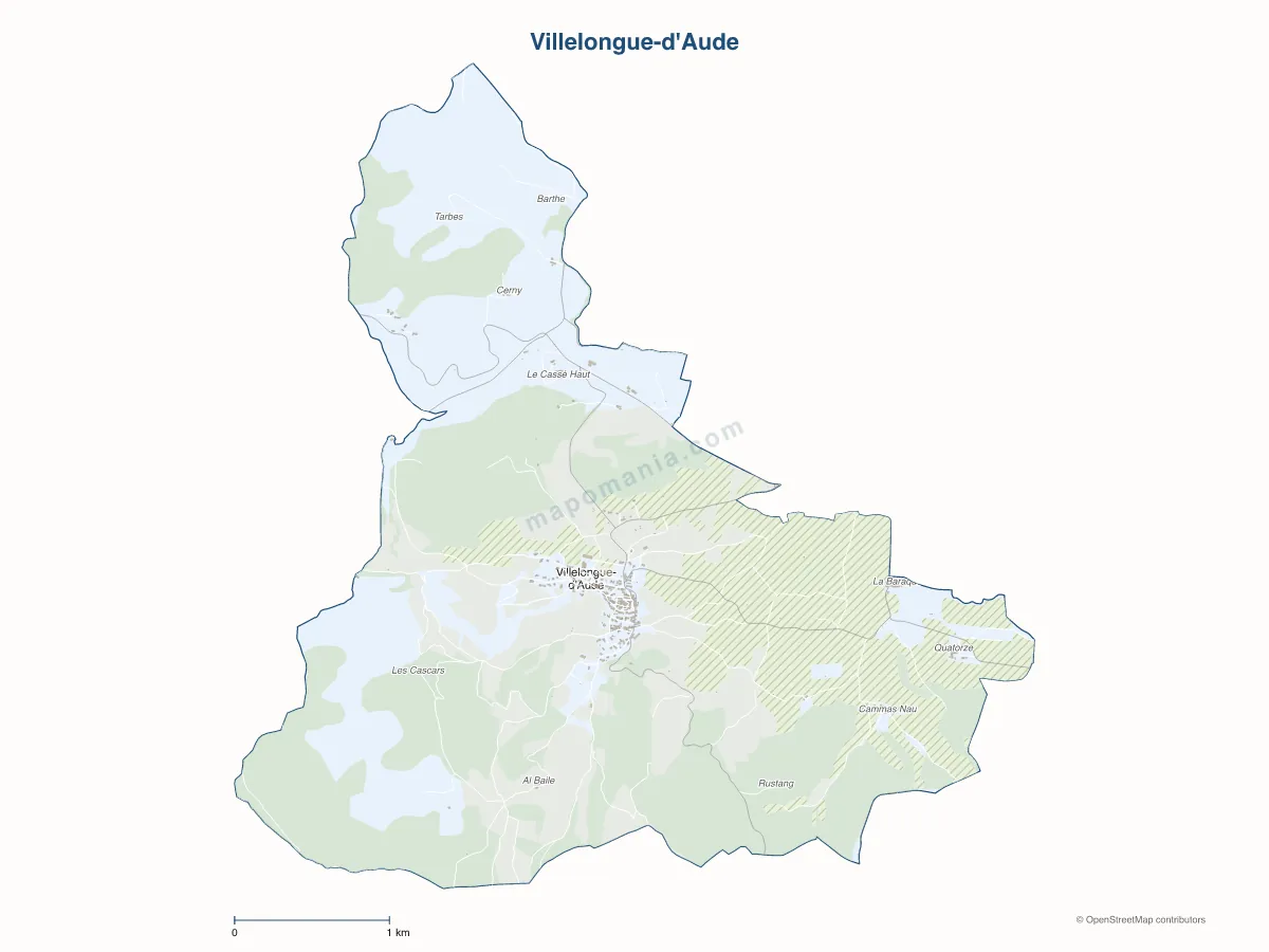 Carte de Villelongue-d'Aude à personnaliser