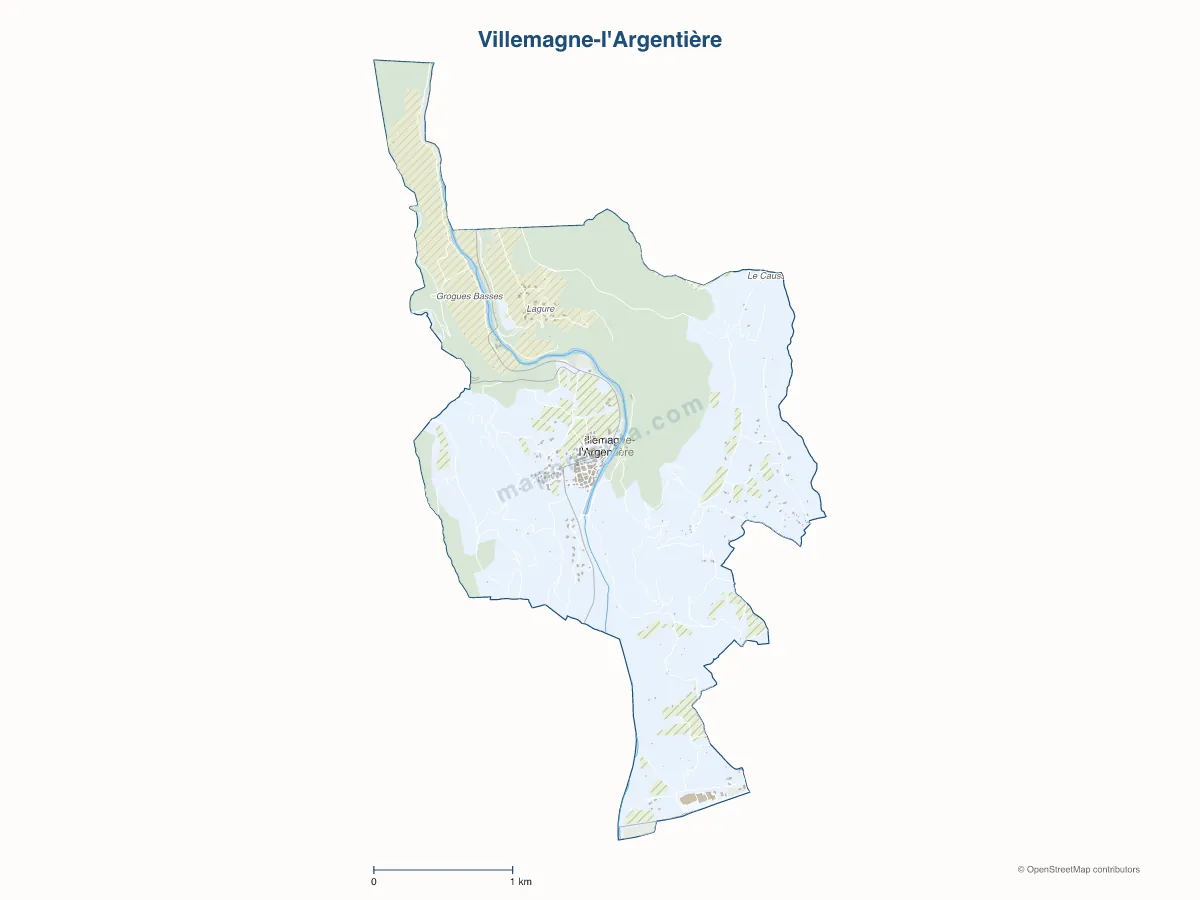 Carte de Villemagne-l'Argentière à personnaliser