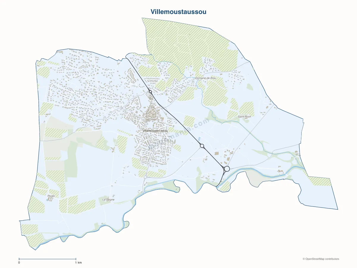 Carte de Villemoustaussou à personnaliser