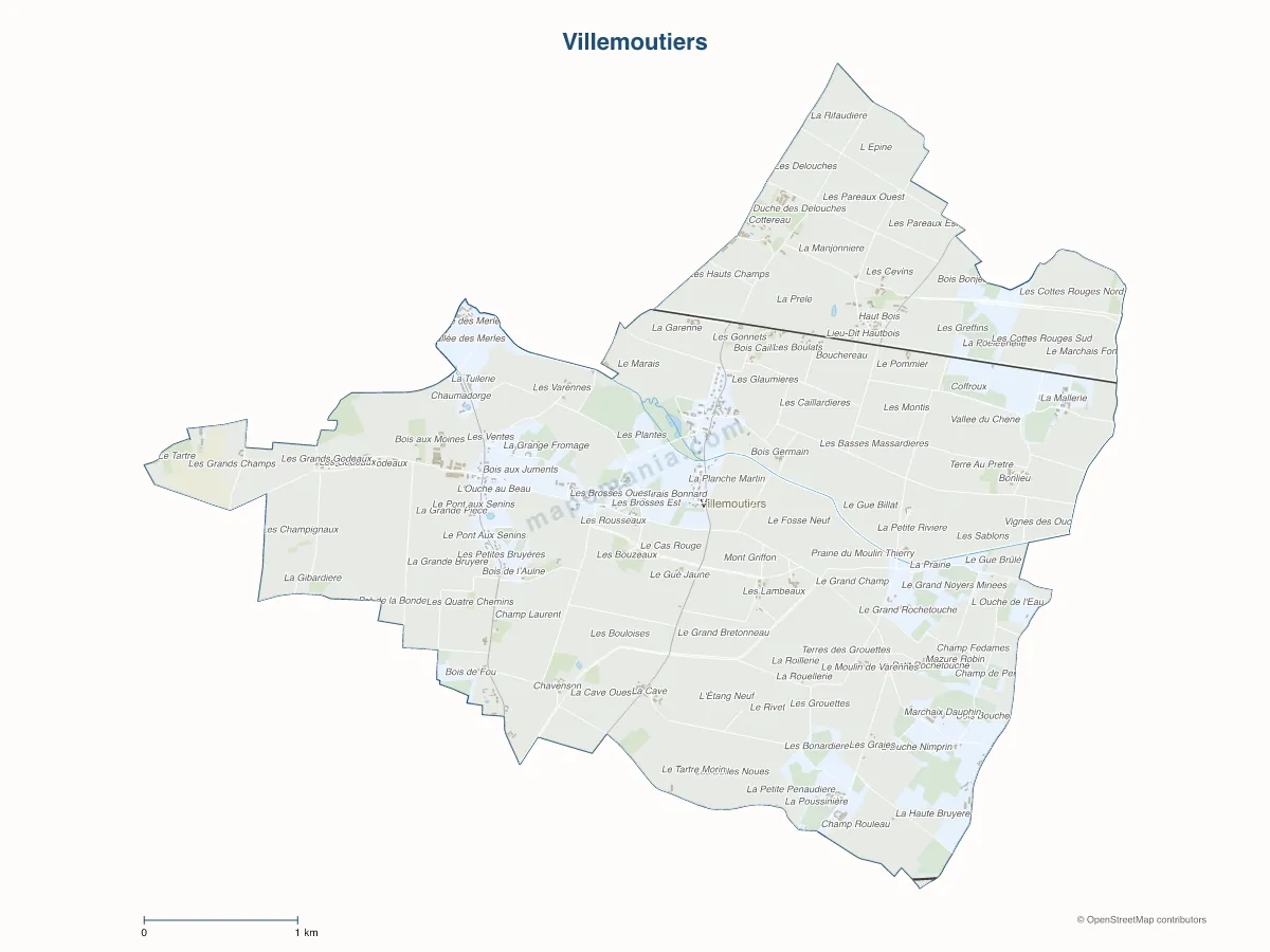 Carte de Villemoutiers à personnaliser