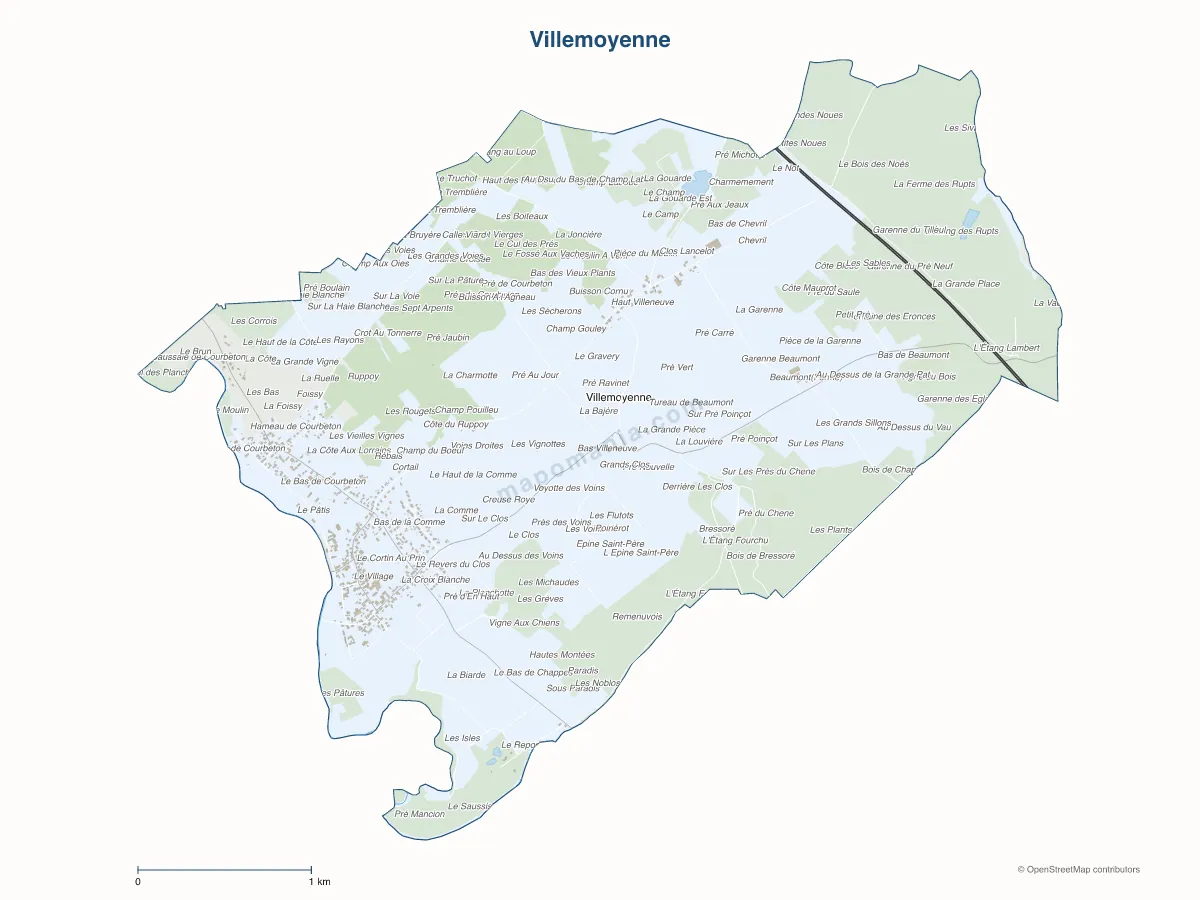 Carte de Villemoyenne à personnaliser